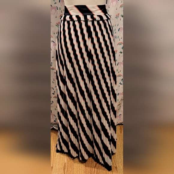 NWT Golden Goose Hamal Navy Pink & White Stripe Pleated Belt Maxi Dress SZ XS - Picture 2 of 8